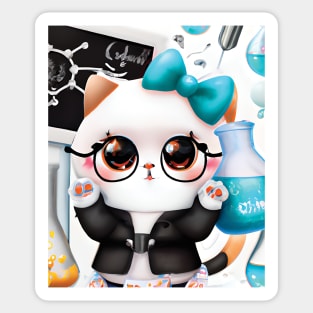 CUTE CAT IN A CHEMISTRY LAB Sticker